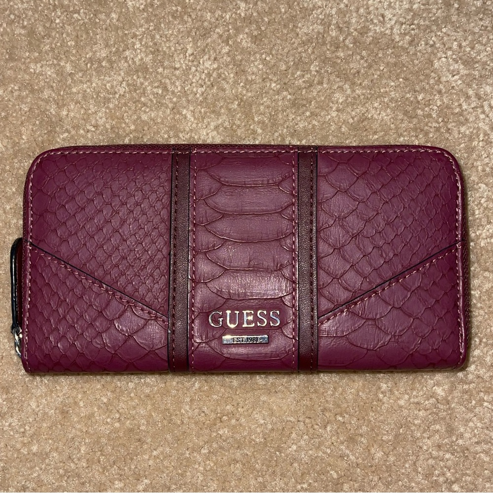Guess Snake Print Design Plum Wine Wallet